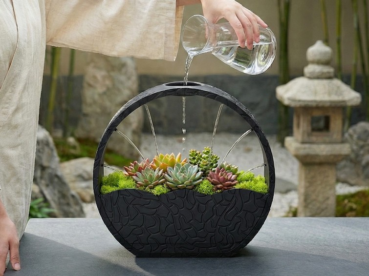 Jarrón Zen circular auto-riego